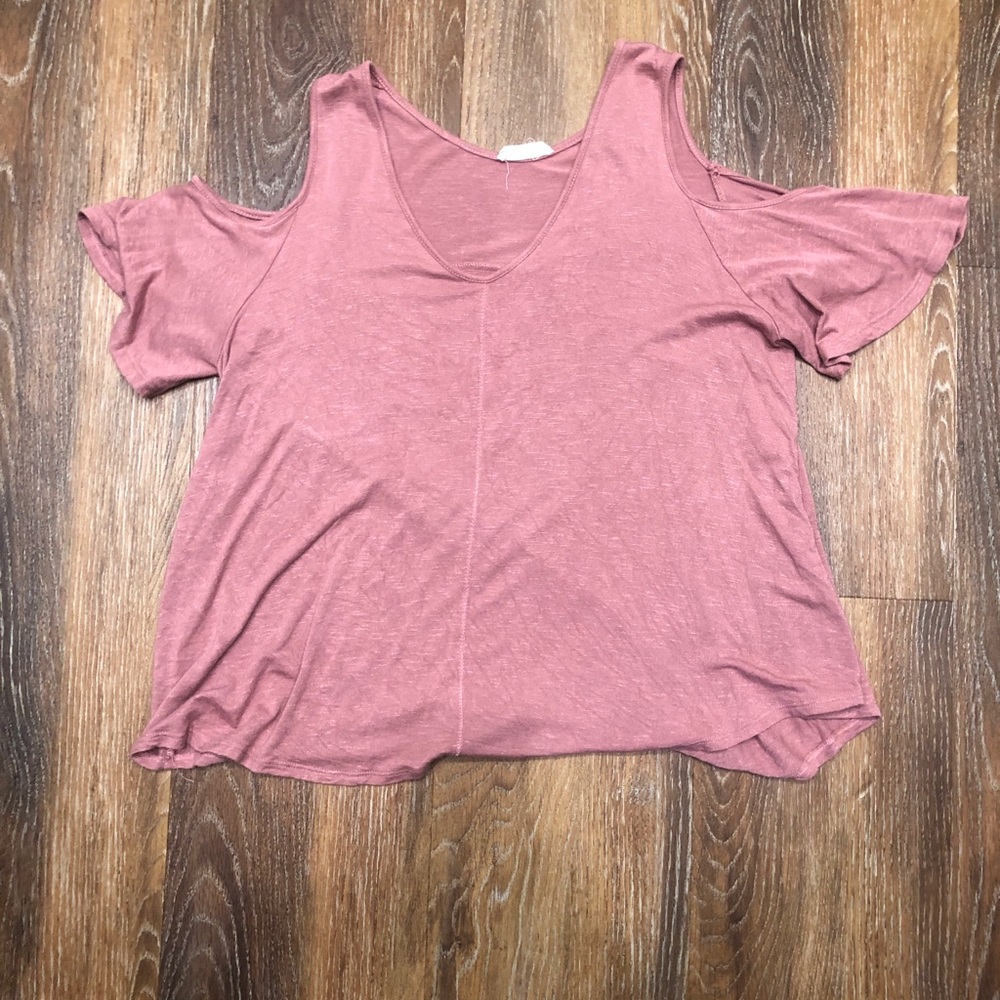 💛 mauve pink peek-a-boo sleeve top